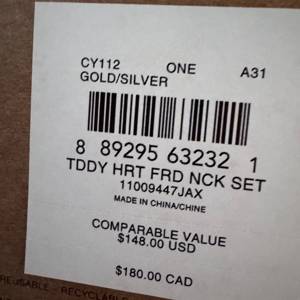 NWT COACH Teddy Bear Heart Friendship Necklace Duo Set CY112 $148 - Picture 5 of 5